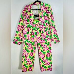 Vintage Nordstrom 2 piece green and Preppy pink suit jacket and capris.Size 12